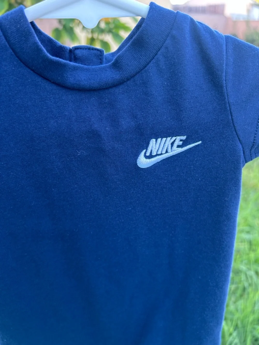 Nike Navy Short Sleeve Baby Romper with White Logo